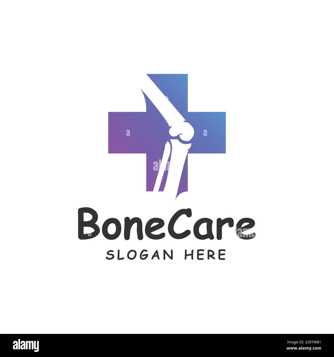 Knee Bone Logo Design Concept, modello logo Knee Care, icona simbolo logo Health Bone Illustrazione Vettoriale