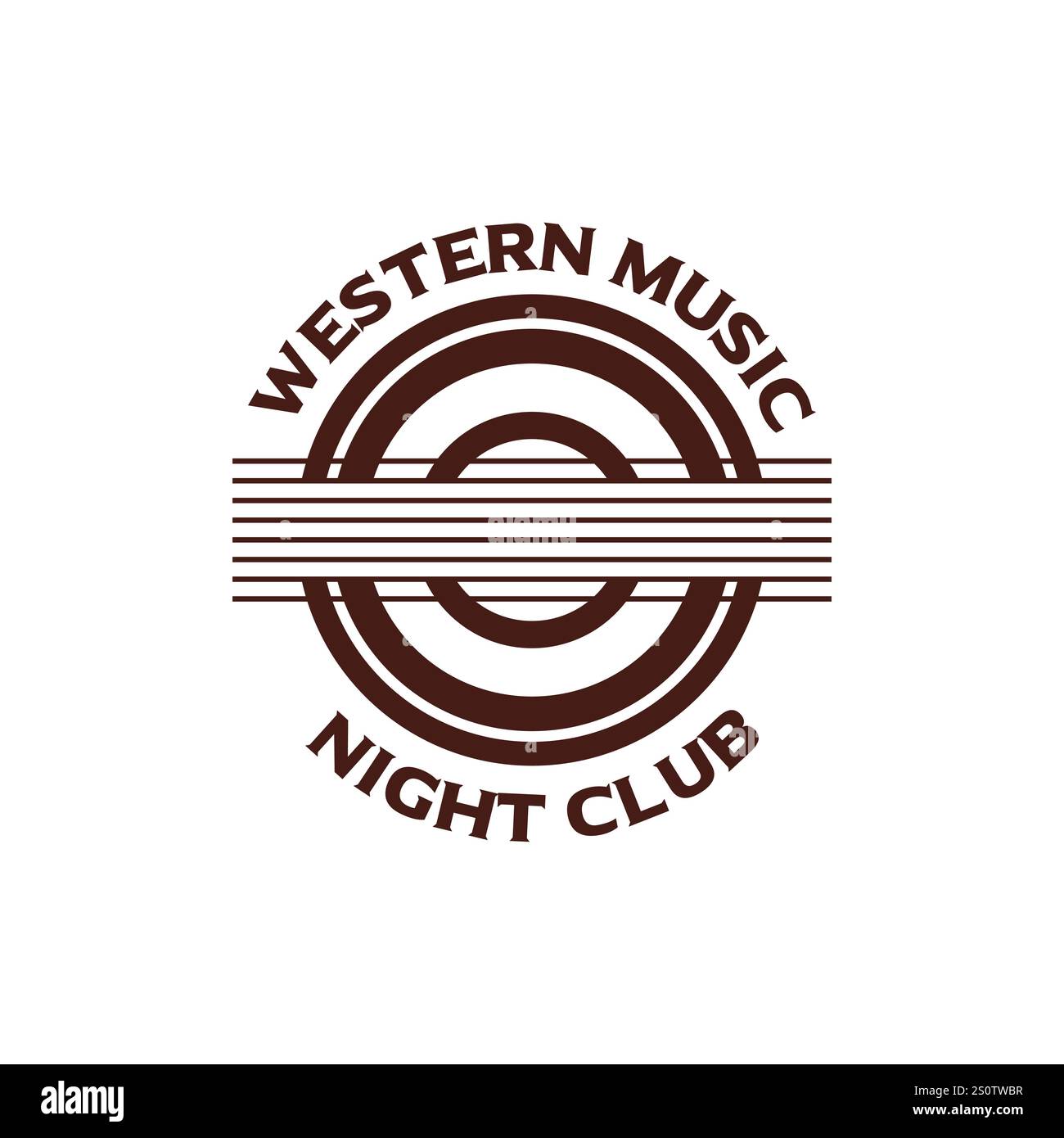 Illustrazione vettoriale del logo del sigillo della chitarra del nightclub musicale Illustrazione Vettoriale