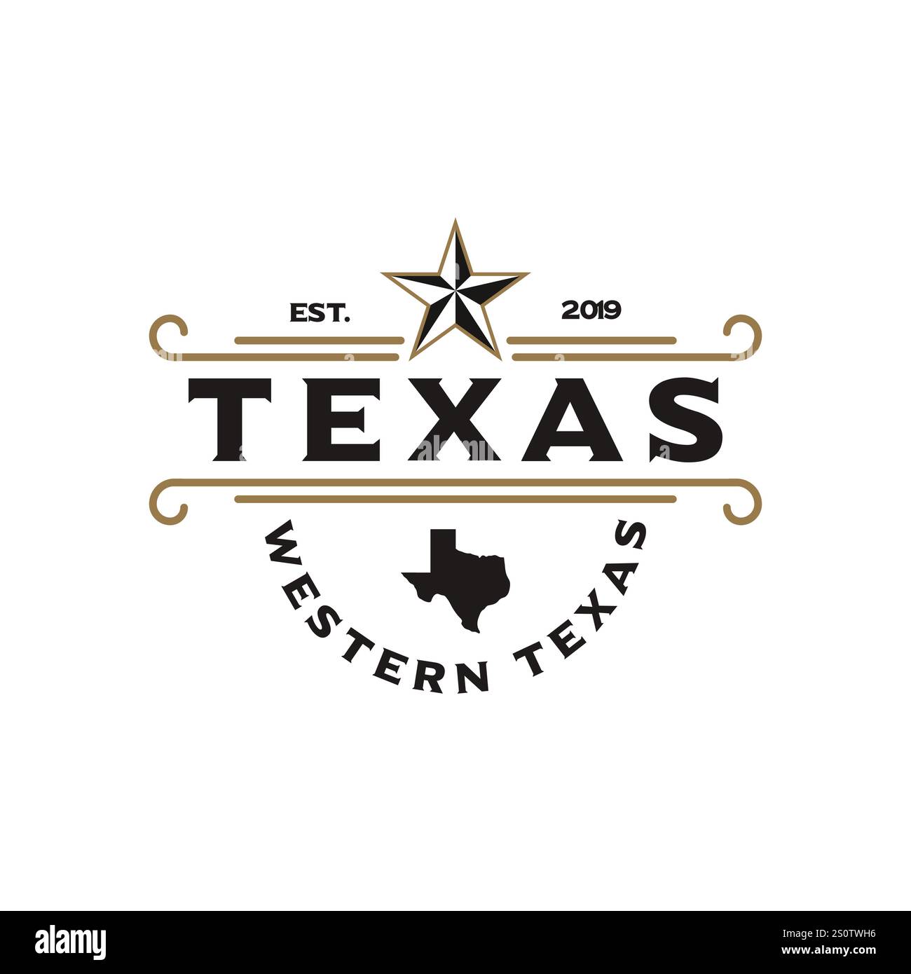 Logo vintage retro Western Country Emblem Texas con logo vettoriale Illustrazione Vettoriale