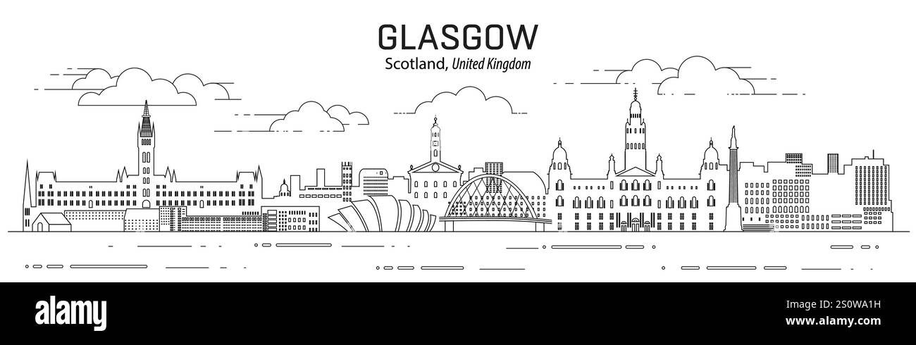 Illustrazione vettoriale di Glasgow City scape Illustrazione Vettoriale