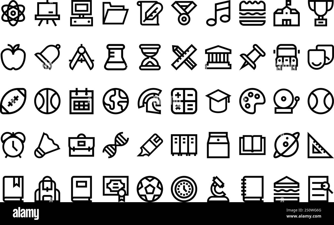 Icone di ritorno a scuola Collezione icone vettoriali di alta qualità con tratto modificabile. Ideale per progetti professionali e creativi. Illustrazione Vettoriale