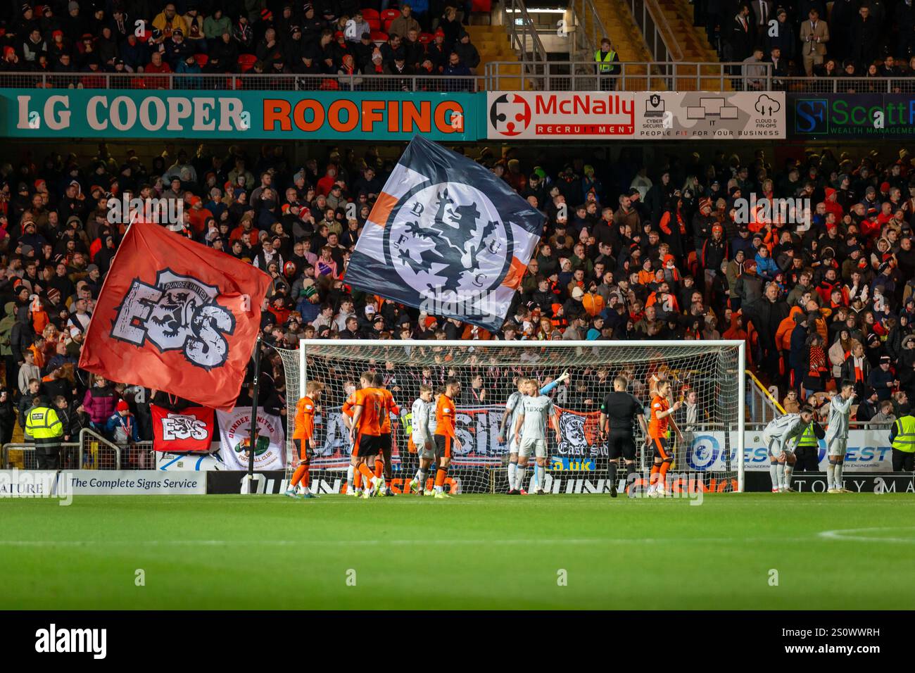Dundee, Scozia. 31 dicembre 2024. Il Dundee United monta un attacco durante la partita della Scottish Premiership tra il Dundee United che ospita l'Aberdeen al Tannadice Park. Foto Stock