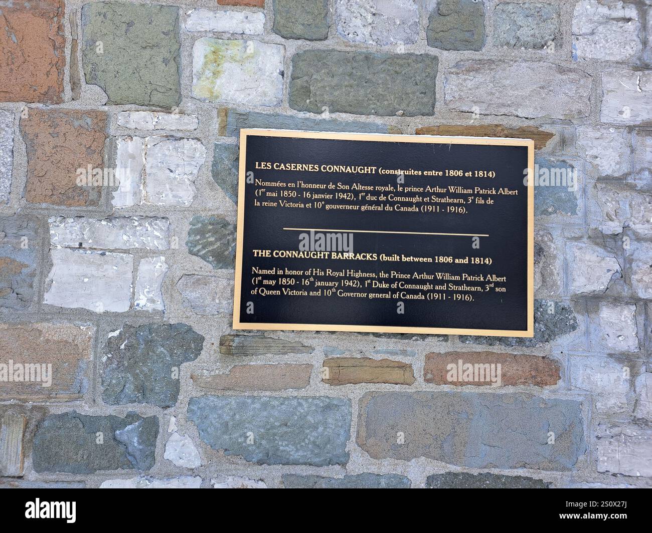 Targa Connaught Barracks Heritage Building a Quebec City, Quebec, Canada Foto Stock