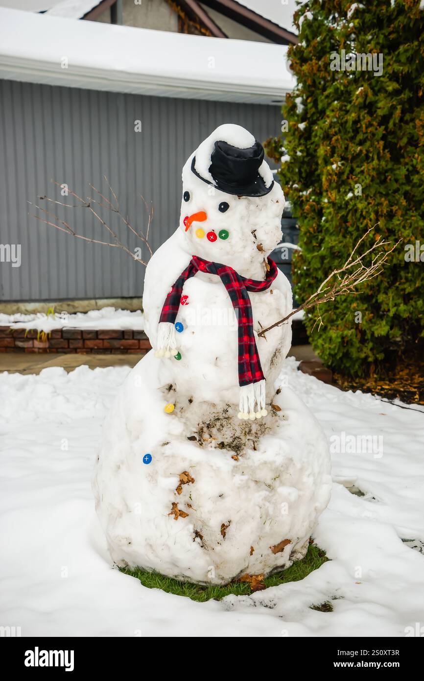 Pupazzo di neve in un clima cupo Foto Stock