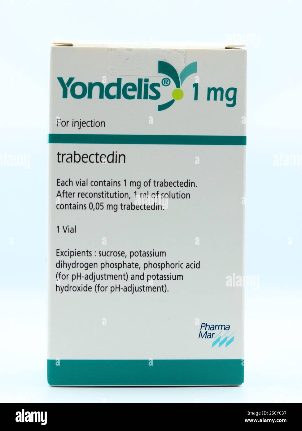 indicato per il trattamento di pazienti con liposarcoma non resecabile o metastatico o leiomiosarcoma che hanno ricevuto un'antraciclina precedente Foto Stock