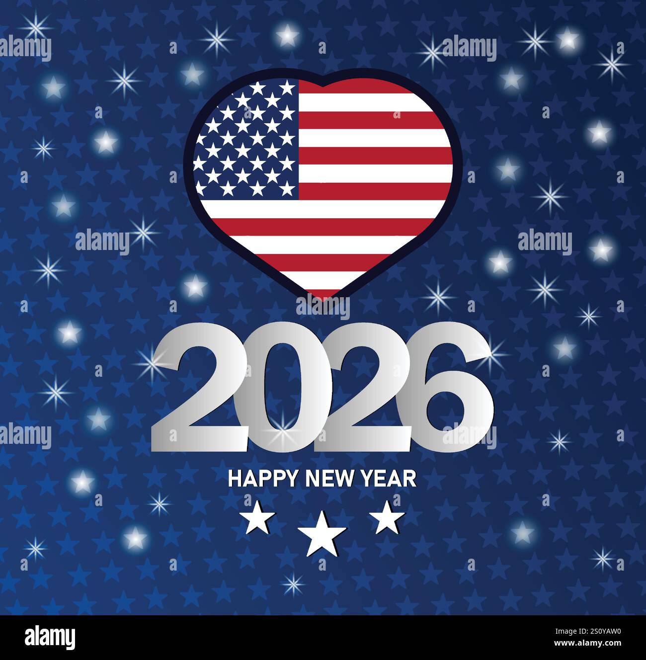 Biglietto di auguri di buon anno 2026 Illustrazione Vettoriale