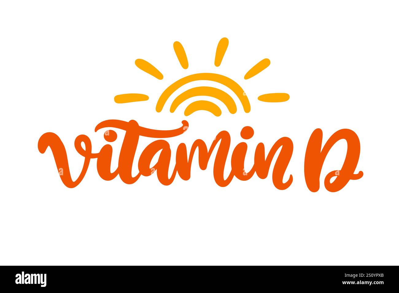 Scritta a mano vitamina D Logo calligrafico moderno Illustrazione Vettoriale