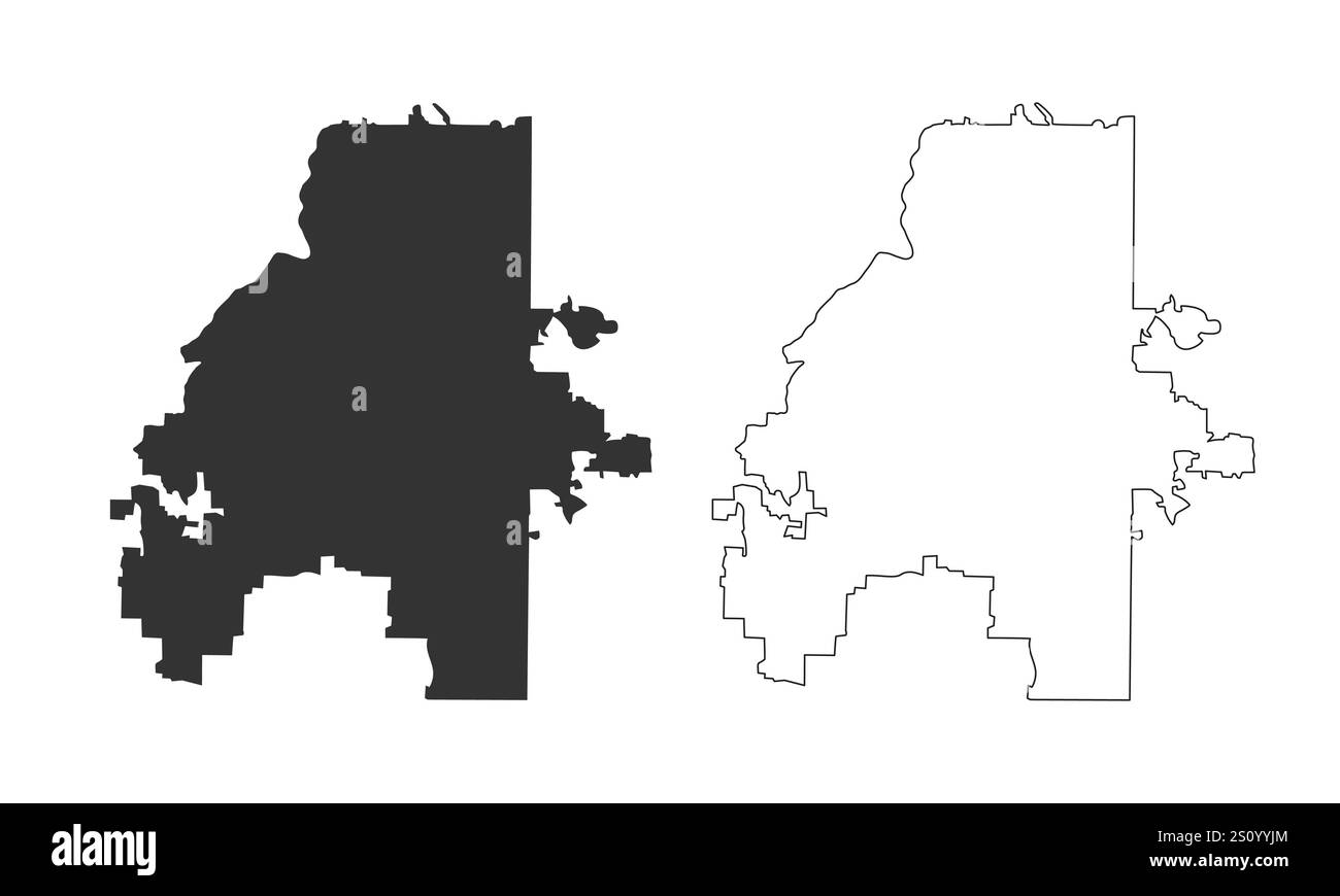 Mappa della città di Atlanta silhouette e stile di contorno. Semplice mappa piatta della città americana, stato Georgia, Georgia, Georgia. Illustrazione Vettoriale