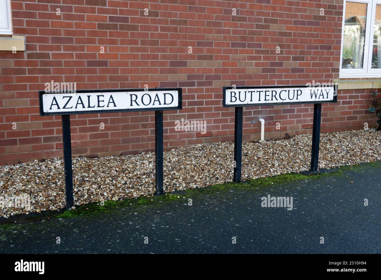 Indicazioni stradali, Trinity Mead Housing estate, Stratford-upon-Avon, Warwickshire, Inghilterra, Regno Unito Foto Stock