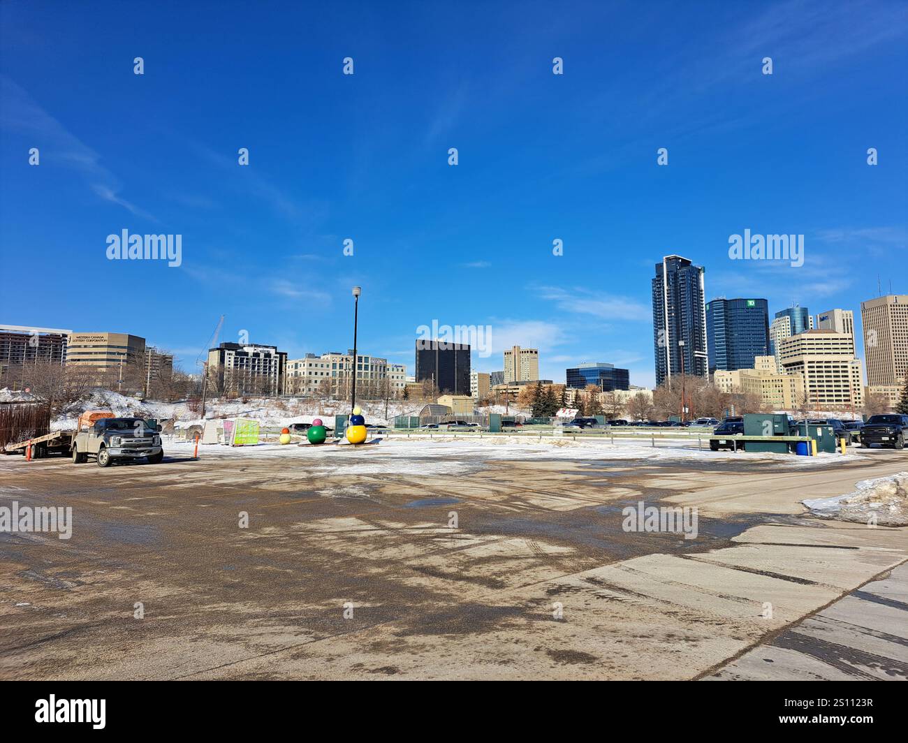 Parcheggio al The Forks di Winnipeg, Manitoba, Canada Foto Stock