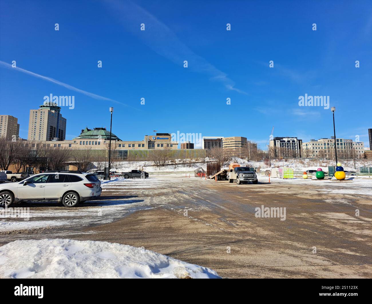 Parcheggio al The Forks di Winnipeg, Manitoba, Canada Foto Stock