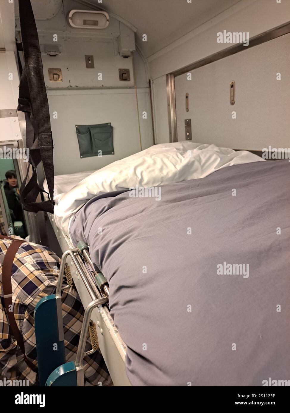 Cabina interna sul treno VIA Rail a Canora, Saskatchewan, Canada Foto Stock