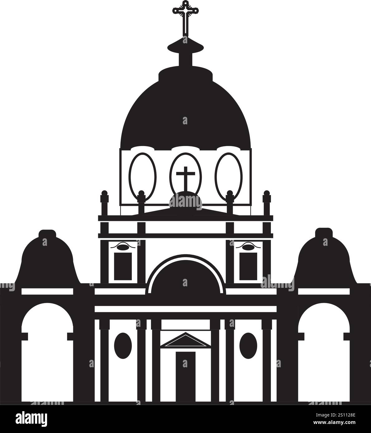 Illustrazione semplificata di una chiesa in formato vettoriale, versatile per vari progetti. Illustrazione Vettoriale