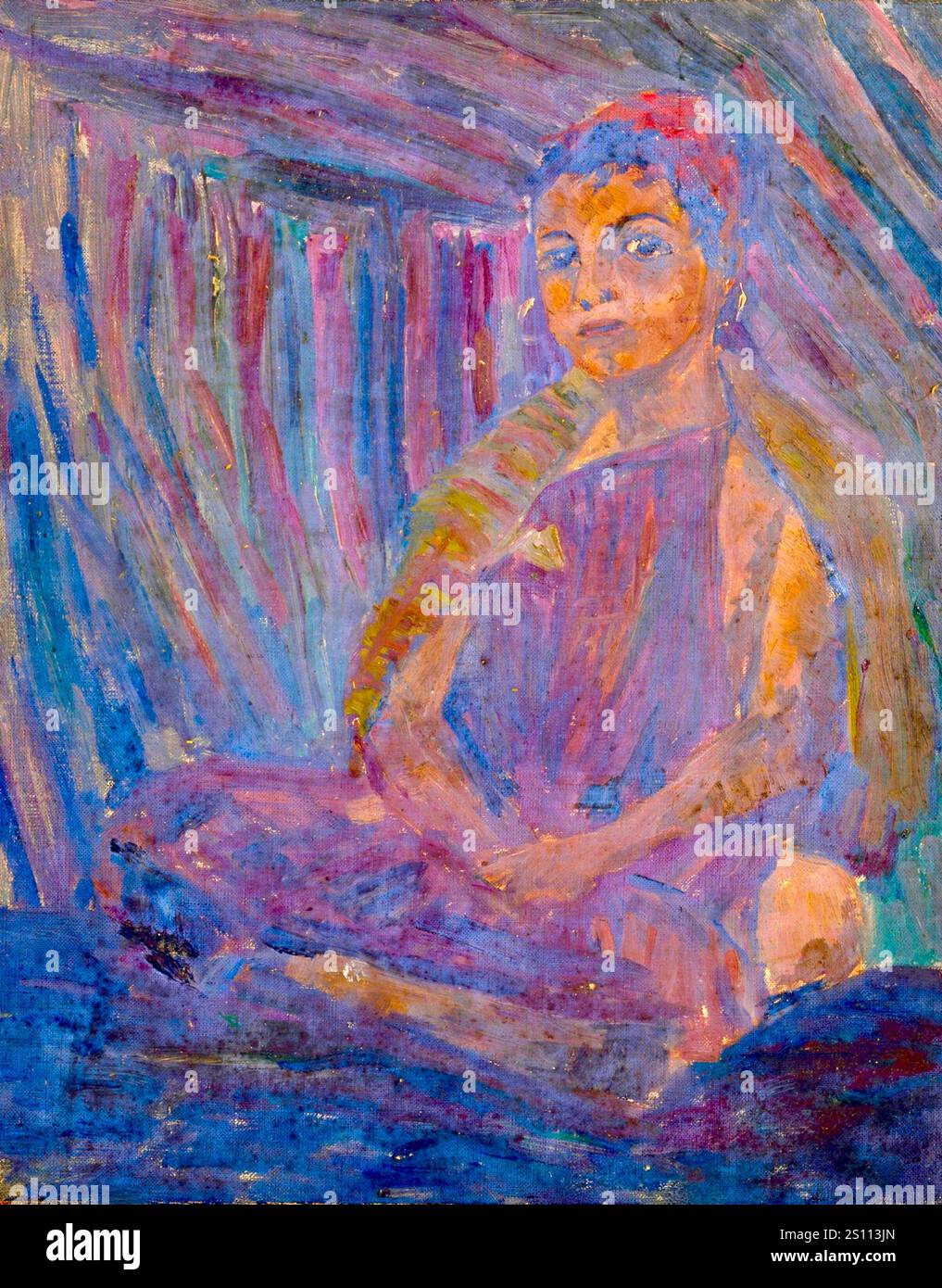 Ernst Schiess - beduino accovacciato in tenda Foto Stock