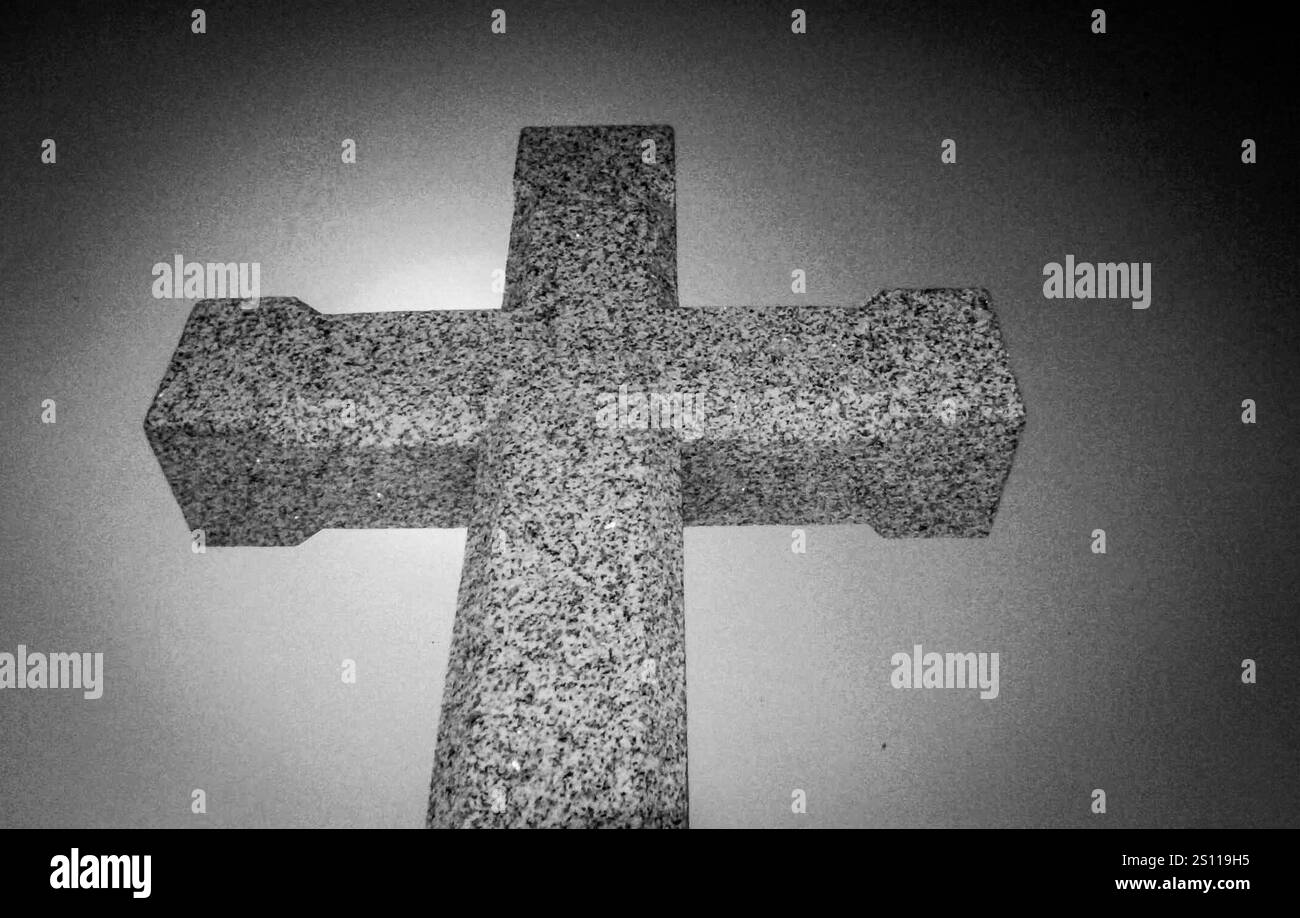 Galizia, Spagna. Foto in bianco e nero da Astone Cross a Finisterre Foto Stock