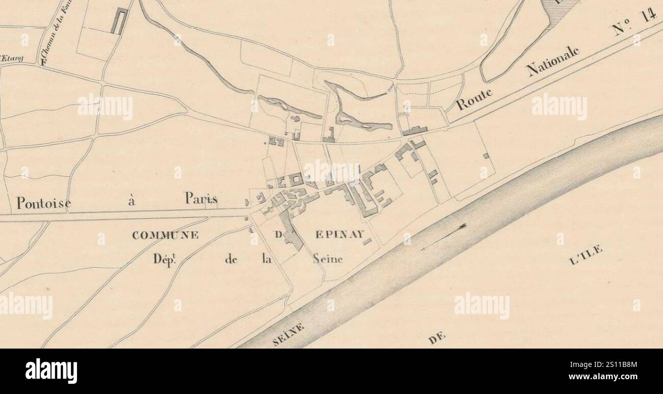 Epinay. Avenue du 18-juin-1940. Plan d'ensemble des communes de Soisy, Deuil, St Gratien et Epinay. Avril Frères.1852. Foto Stock