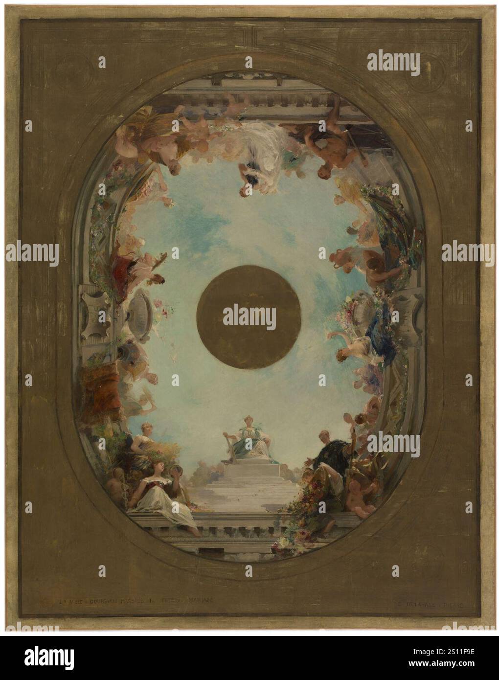 Ernest Jean Delahaye - Esquisse pour la mairie de Courbevoie , la Ville de Courbevoie préside la fête du mariage Foto Stock