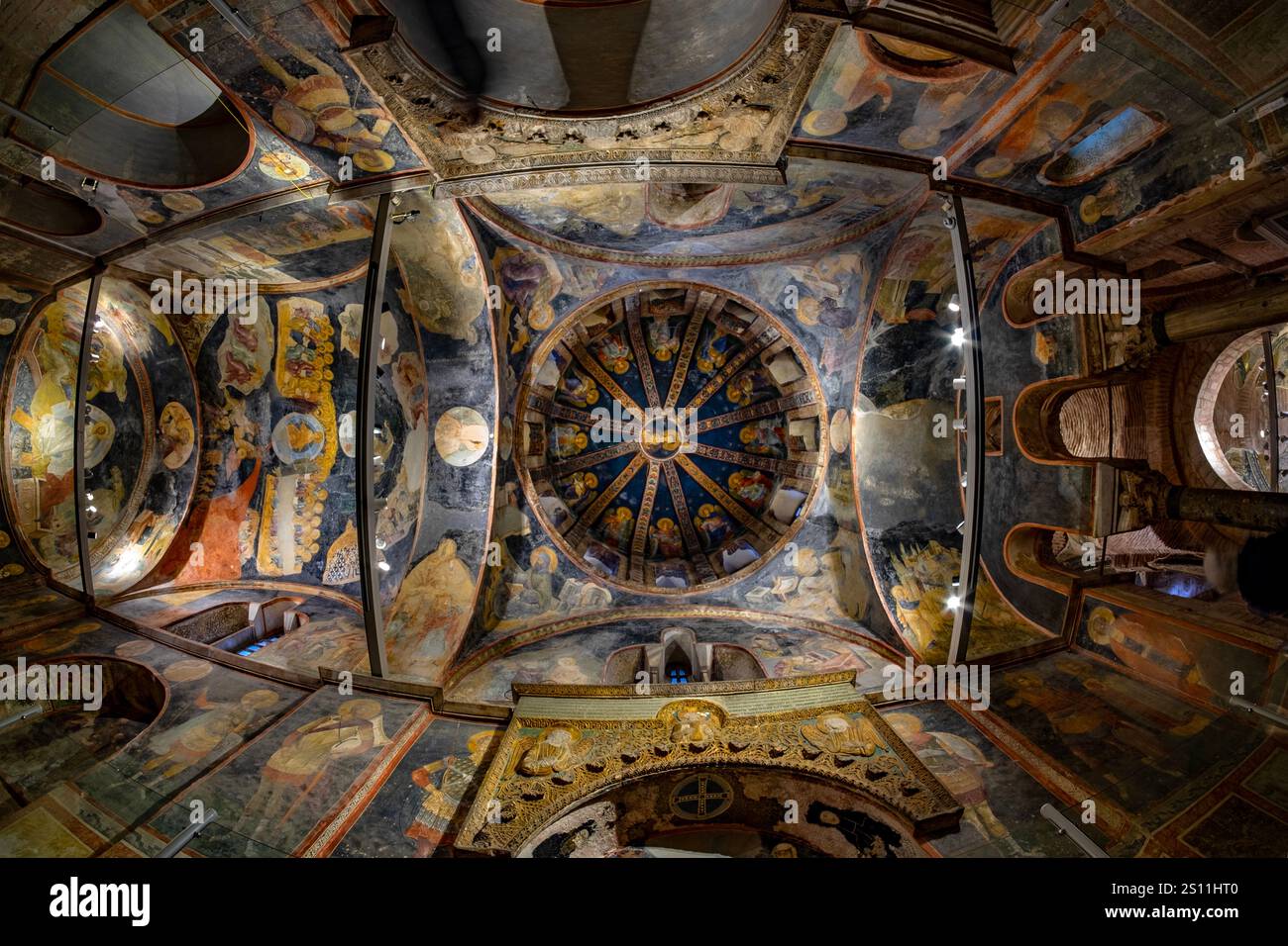 Affreschi bizantini nel soffitto della Chiesa di Chora o il Museo Kariye, Istanbul, Turchia Foto Stock