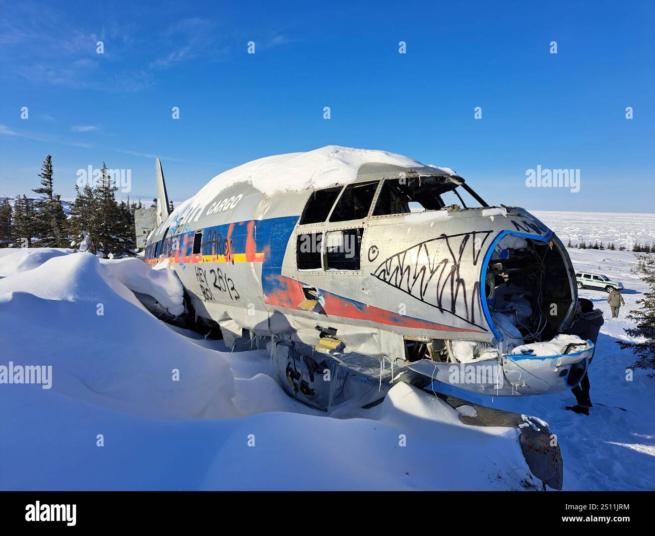 La signorina Piggy Curtiss C-46 Commando ha schiantato aerei a Churchill, Manitoba, Canada Foto Stock