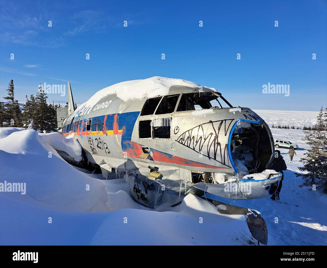 La signorina Piggy Curtiss C-46 Commando ha schiantato aerei a Churchill, Manitoba, Canada Foto Stock