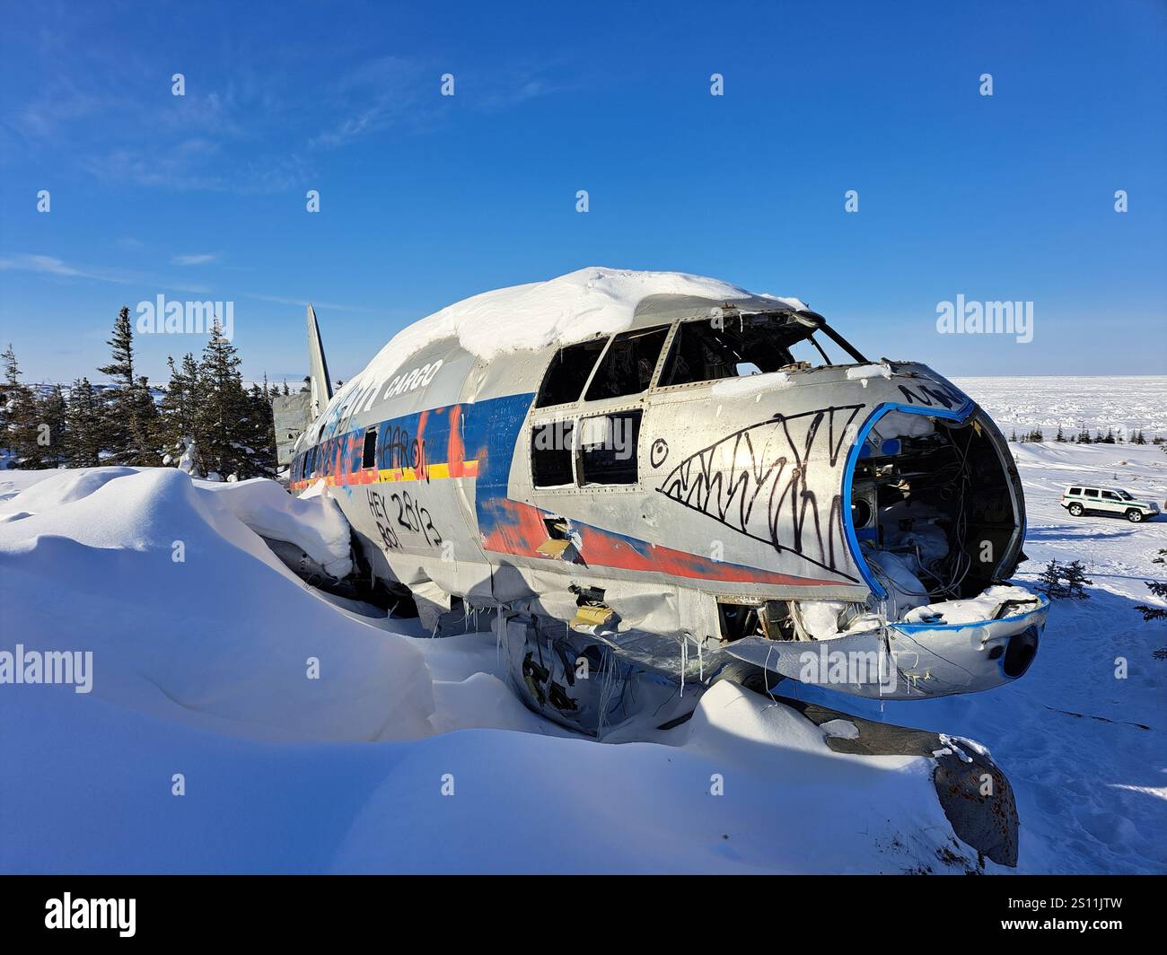 La signorina Piggy Curtiss C-46 Commando ha schiantato aerei a Churchill, Manitoba, Canada Foto Stock
