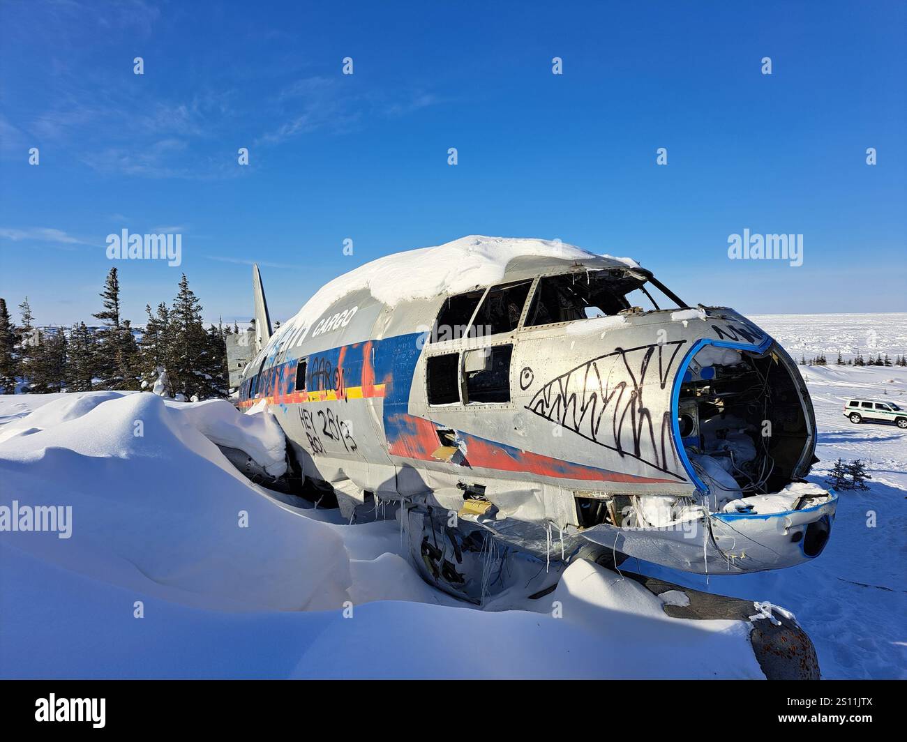La signorina Piggy Curtiss C-46 Commando ha schiantato aerei a Churchill, Manitoba, Canada Foto Stock