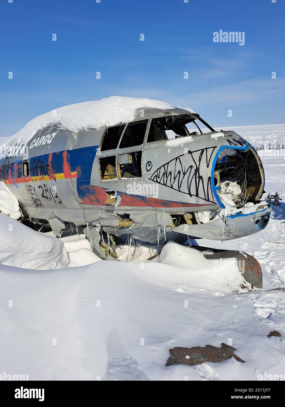 La signorina Piggy Curtiss C-46 Commando ha schiantato aerei a Churchill, Manitoba, Canada Foto Stock
