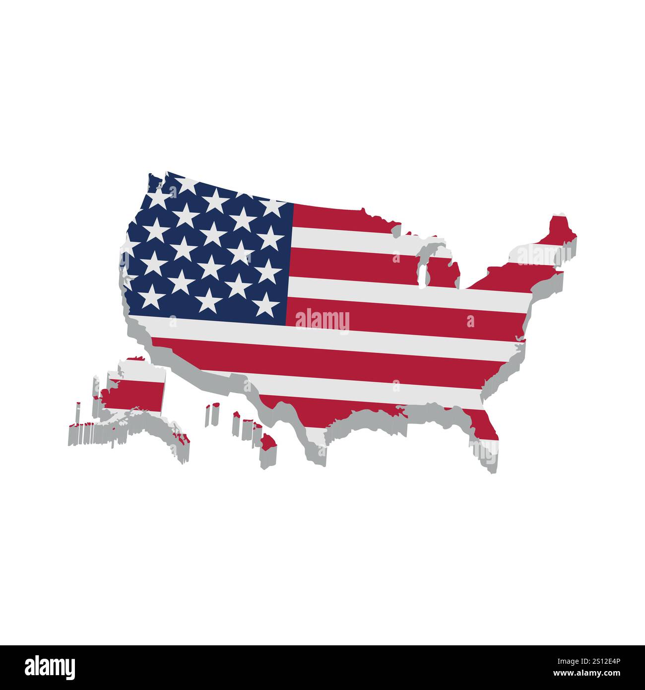 Progettazione vettoriale USA Map 3d. Illustrazione Vettoriale