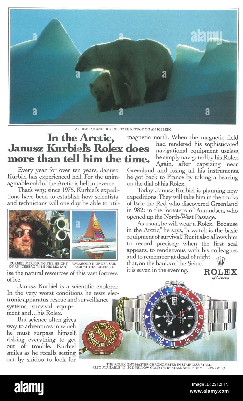 1993 Rolex GMT Master ad con l'esploratore polare dell'Artico Janusz Kurbiel Foto Stock