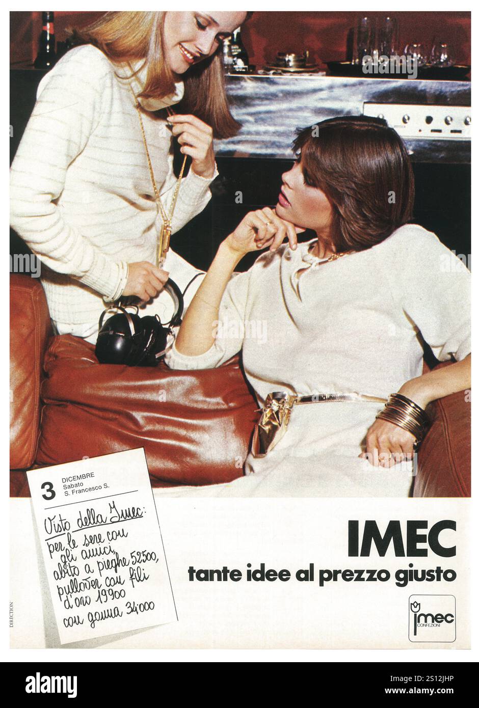 1977 pubblicità italiana di moda femminile IMEC Foto Stock