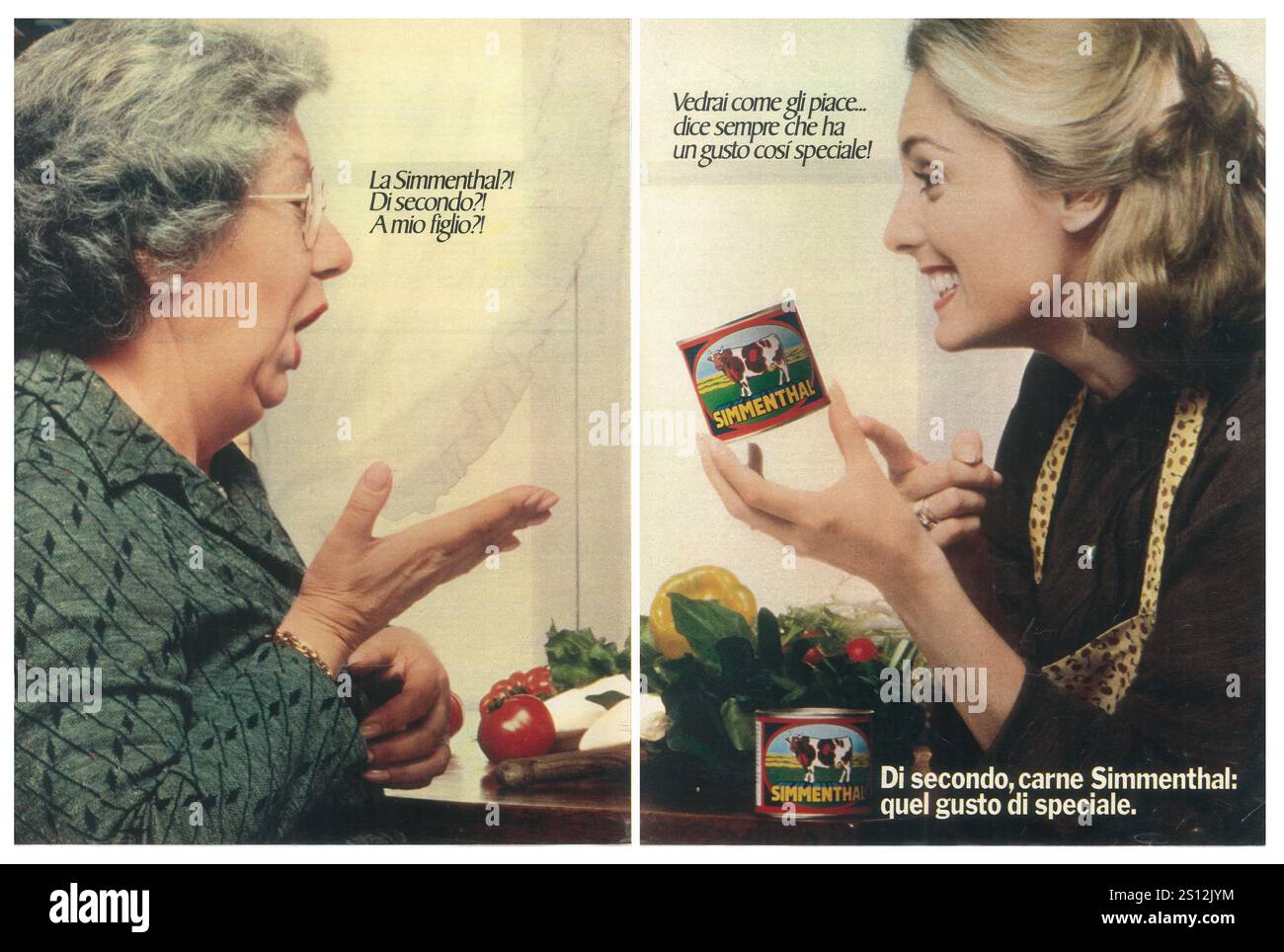 1979 annunci di carne in scatola italiana Simmenthal Foto Stock