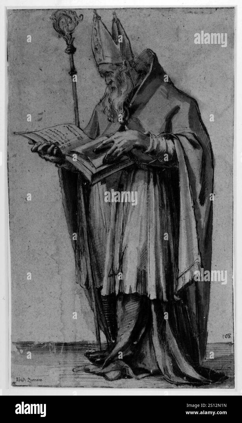 Federico Zuccaro - Sant'Agostino läser i en bok Foto Stock