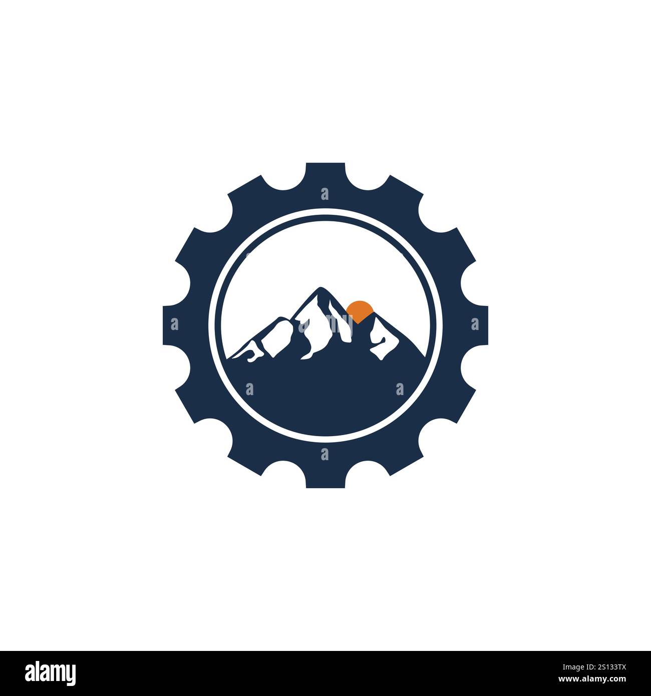 mountain with gear concept, ispirazione per il design Illustrazione Vettoriale