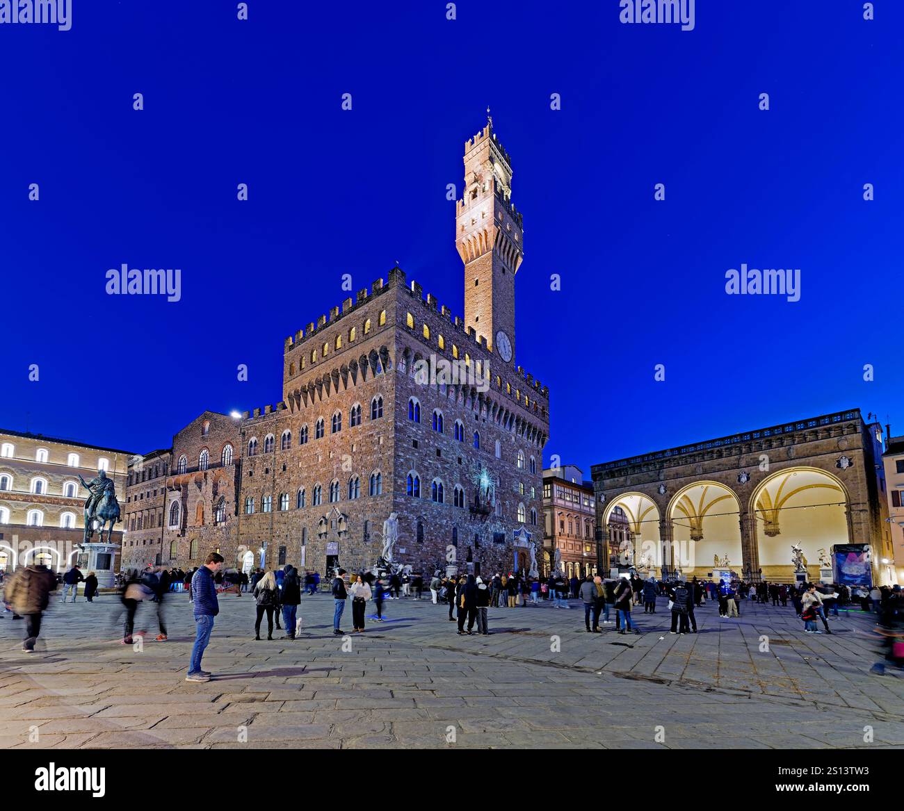Firenze Toscana Italia. Palazzo Vecchio, il municipio di Piazza della Signoria Foto Stock