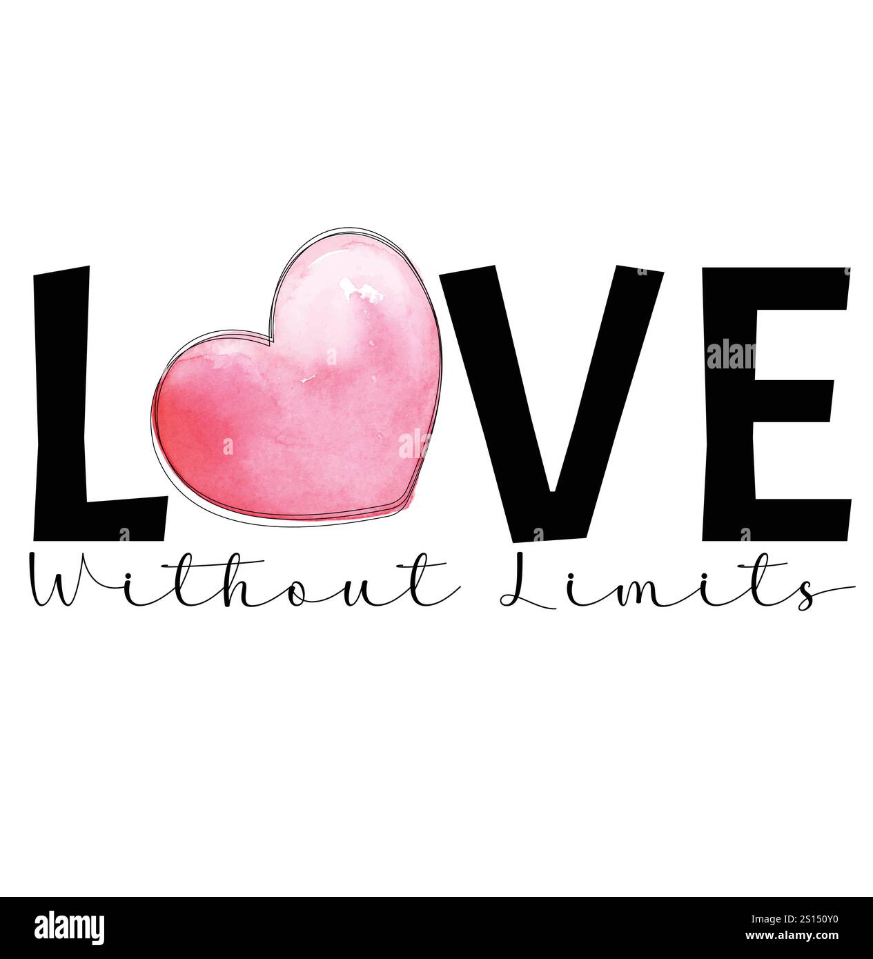 Il giorno di San Valentino ama i design delle t-shirt, il design valentine, il design arcobaleno/cuore, le illustrazioni ad acquerello Love Heart Illustrazione Vettoriale