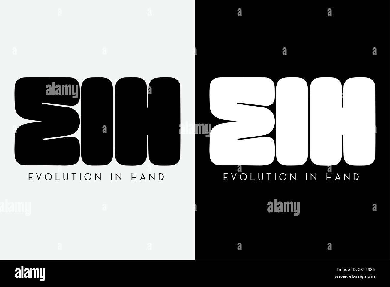 Logo EIH, Evolution in Hand, lettera creativa, logo EIH Creative Minimalist Letter. Sigle vettoriali univoche EIH lettera alfabetica logo design, logo EIH. Illustrazione Vettoriale