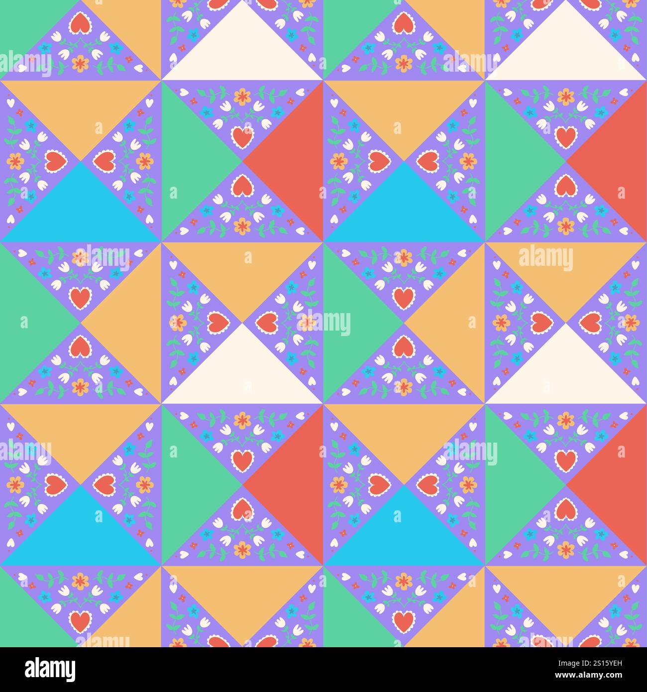 Stile patchwork senza cuciture con elementi disegnati a mano Foto Stock