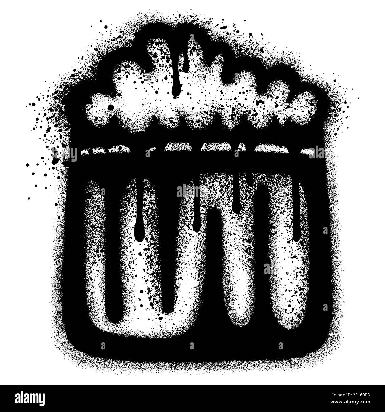 Graffiti Milkshake con vernice spray nera. illustrazione vettoriale. Foto Stock