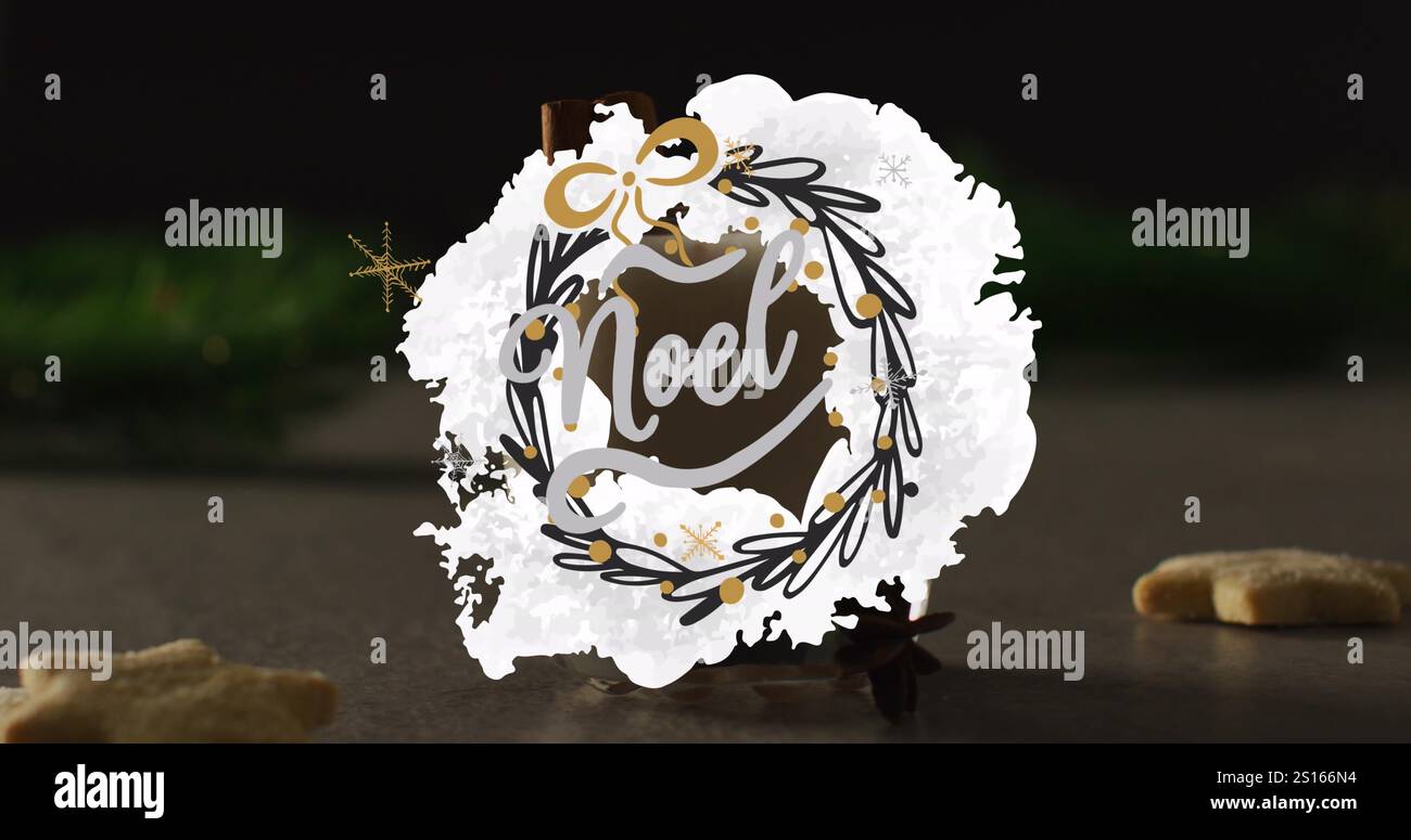 Immagine del testo dei saluti di natale sulle decorazioni di natale Foto Stock