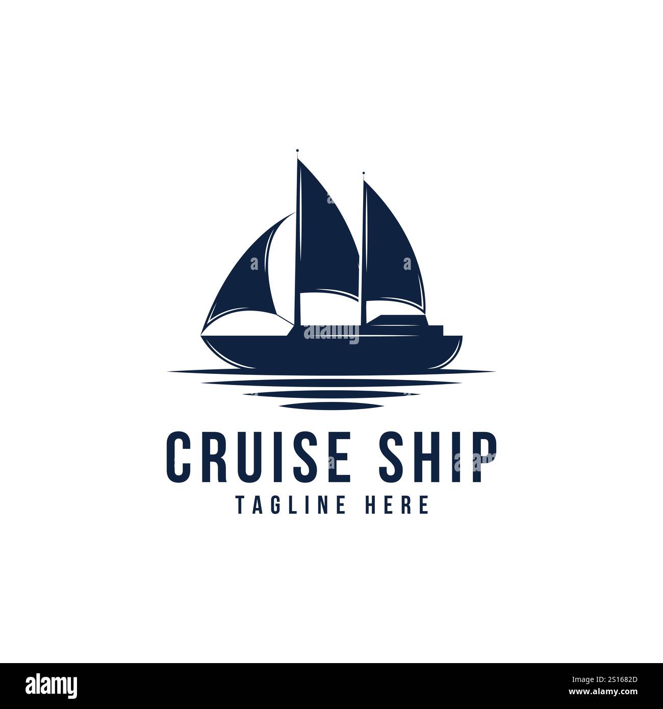 Nave, crociera e logo marino ispirati al vettore Illustrazione Vettoriale