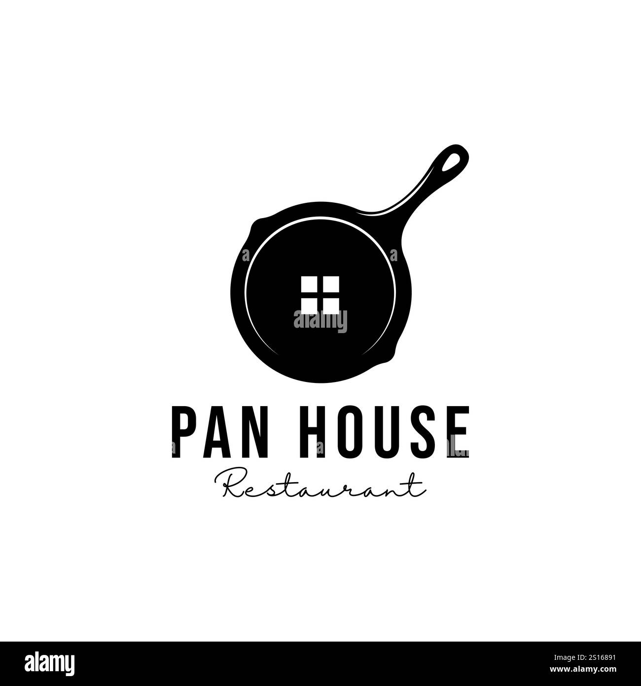 padella con logo del ristorante della casa Illustrazione Vettoriale