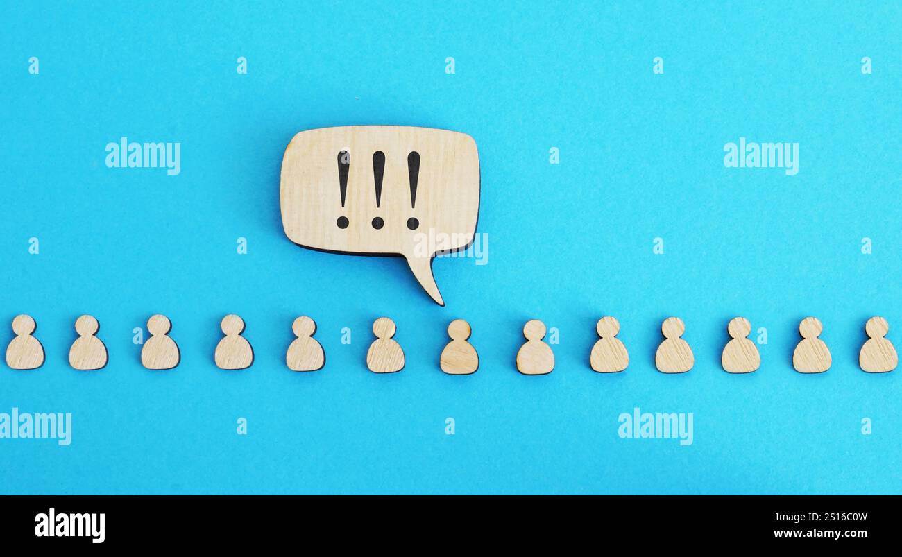 Bolla vocale con statuetta. Attivismo ed espressione di dissenso. Foto Stock