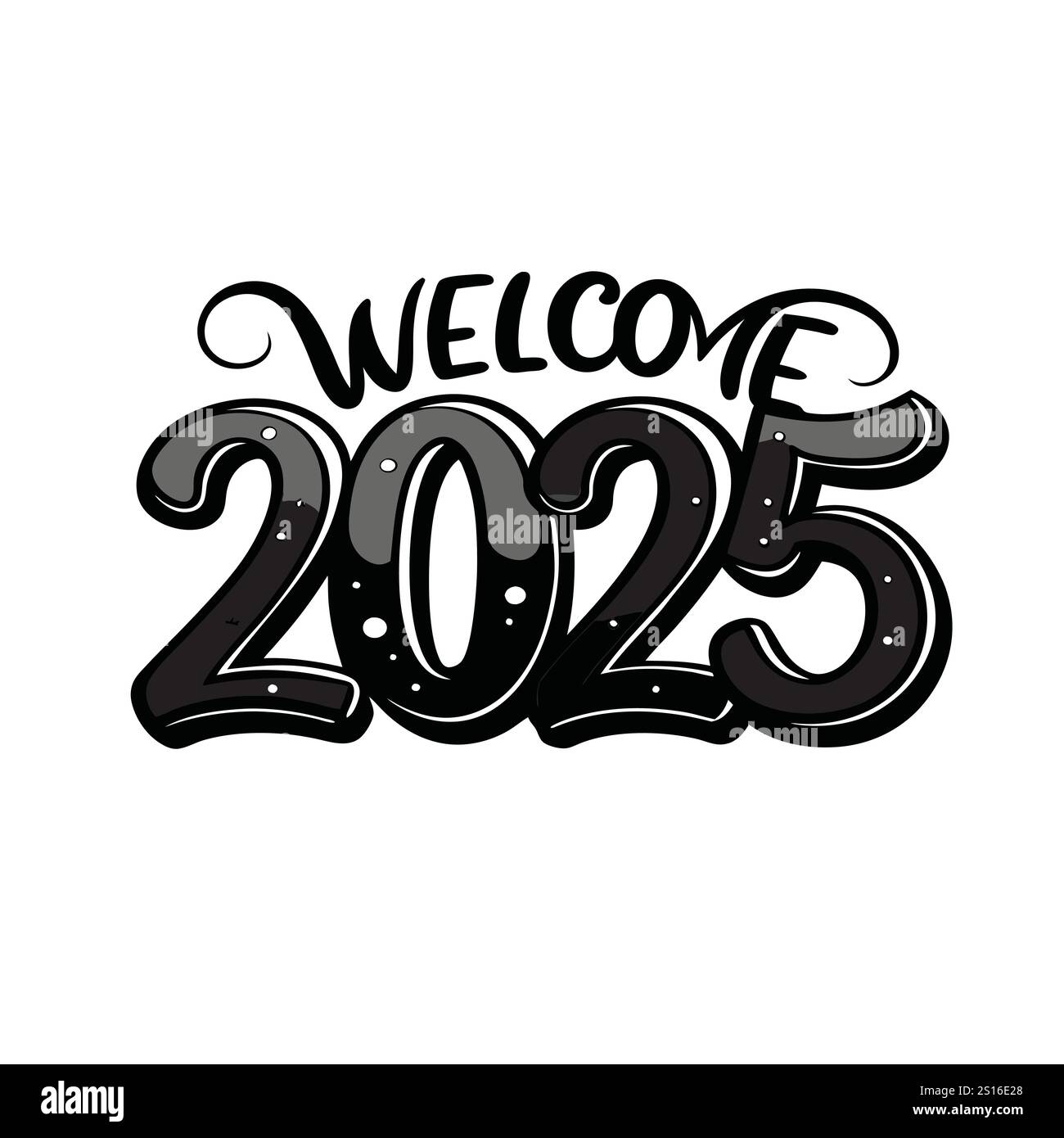 Benvenuto per l'anno nuovo 2025 Illustrazione Vettoriale