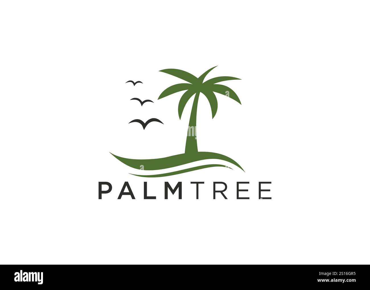 Modello minimalista con logo ad albero di palma Illustrazione Vettoriale