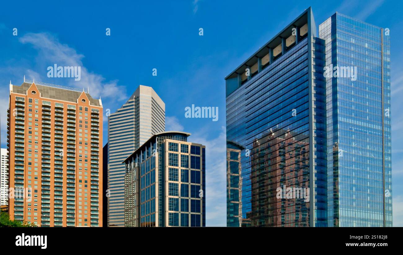 Alti edifici del centro cittadino a Houston, Texas - USA Foto Stock