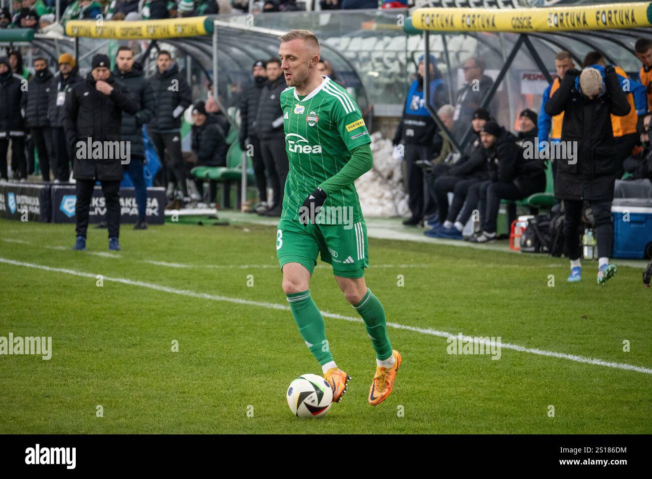 Il giocatore di Radomiak Radom Jan Grzesik durante Radomiak Radom vs Stal Mielec. PKO BP Ekstraklasa. Stadion im. Braci Czachorów, Radom, polonia Foto Stock