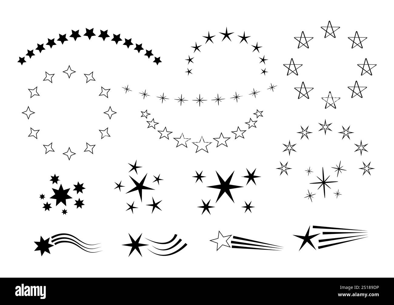 Una collezione cosmica di icone di arte lineare con un tocco stravagante e artistico Illustrazione Vettoriale