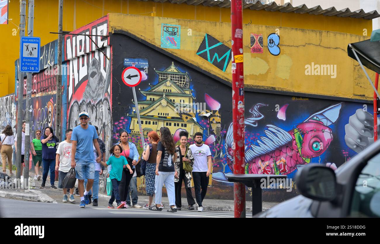 La più grande diaspora giapponese al di fuori dell'Asia a Liberdade, San Paolo BR Foto Stock