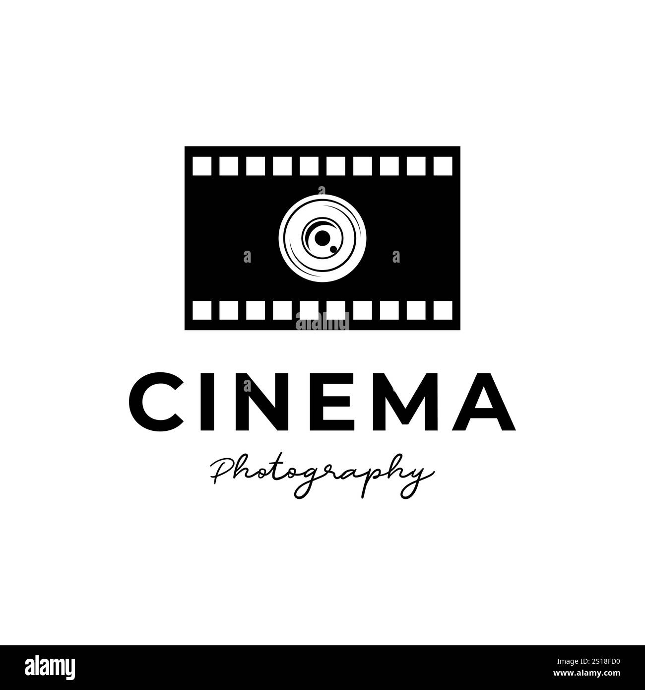 Grafica vettoriale del logo della fotografia cinematografica, icona del simbolo del film Illustrazione Vettoriale