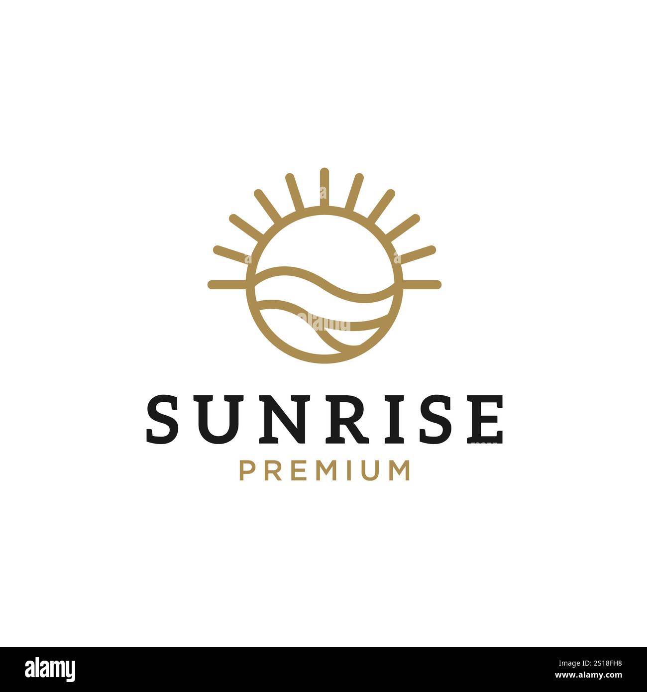 Ispirazione per il design del logo Sunrise Beach Illustrazione Vettoriale